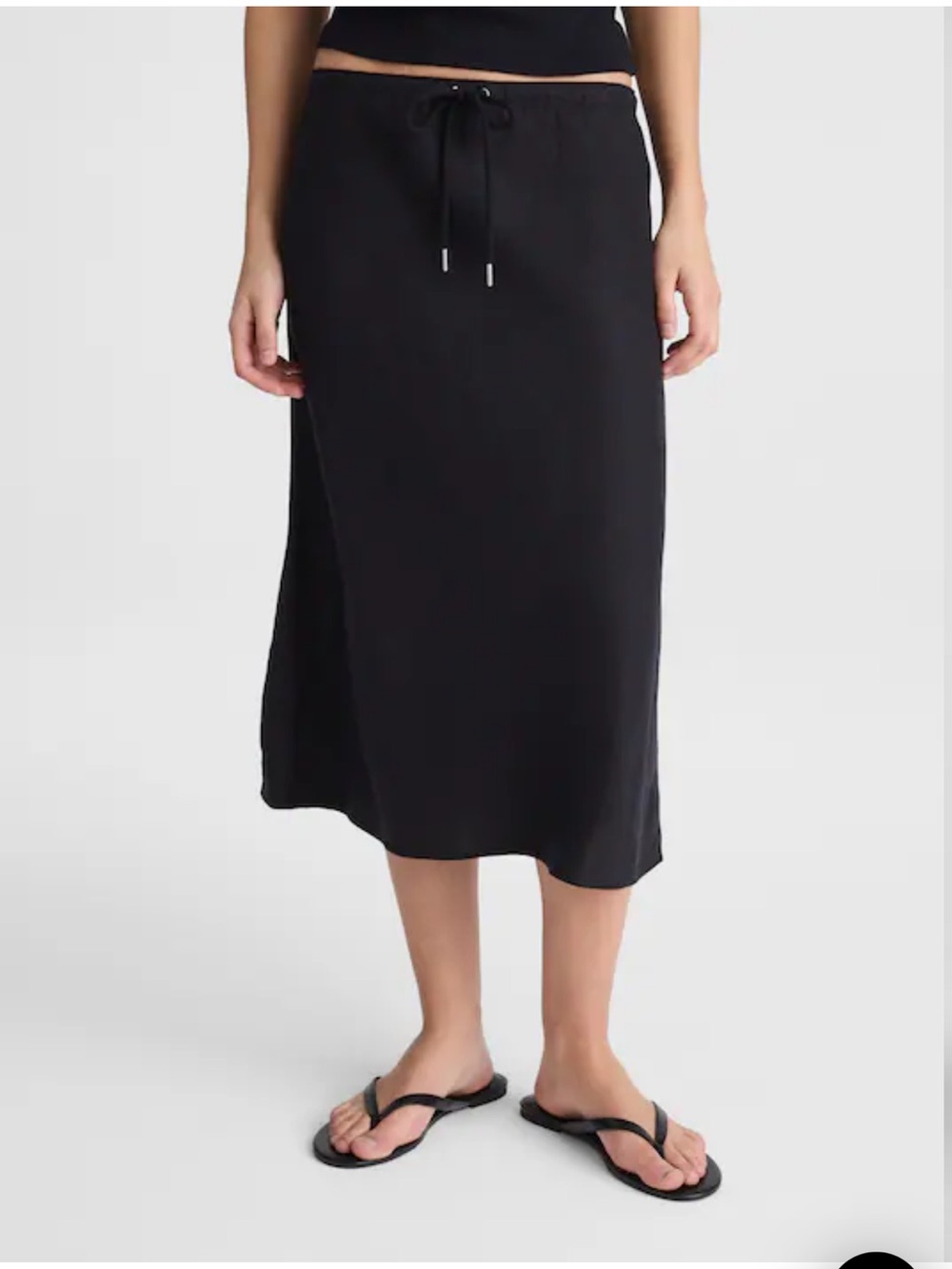 Madewell Black Drawstring Midi Skirt
